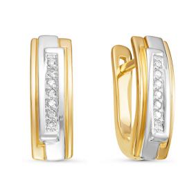 Серьги из лимонного золота КЮЗ Del'ta DБР121018л с бриллиантом DБР121018л фото