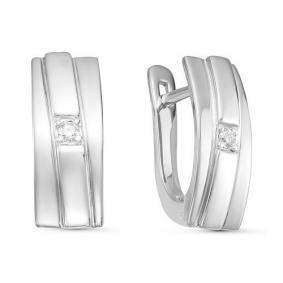 Серьги из белого золота КЮЗ Del'ta DБР121023б с бриллиантом DБР121023б фото