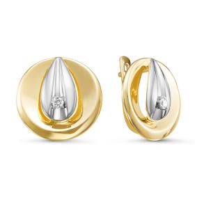 Серьги из лимонного золота КЮЗ Del'ta DБР121045л с бриллиантом DБР121045л фото
