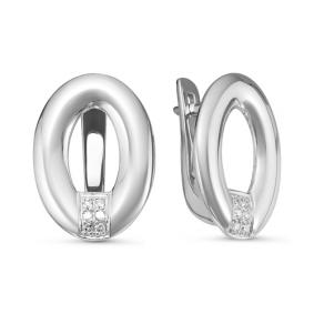 Серьги из белого золота КЮЗ Del'ta DБР121061б с бриллиантом DБР121061б фото