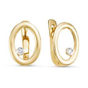 Серьги из лимонного золота КЮЗ Del'ta DБР121066л с бриллиантом DБР121066л фото