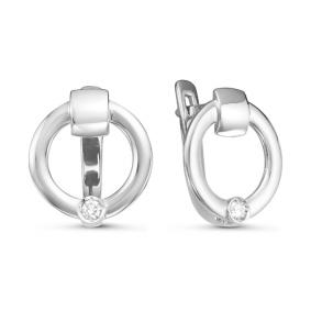 Серьги из белого золота КЮЗ Del'ta DБР121073б с бриллиантом DБР121073б фото