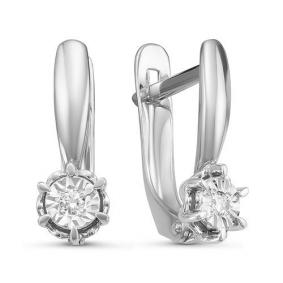 Серьги из белого золота КЮЗ Del'ta DБР121100б с бриллиантом DБР121100б фото