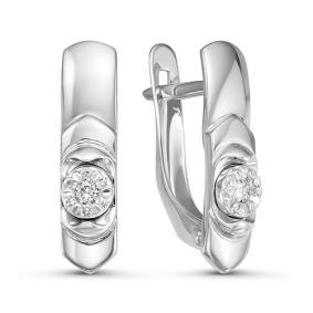 Серьги из белого золота КЮЗ Del'ta DБР121108б с бриллиантом DБР121108б фото