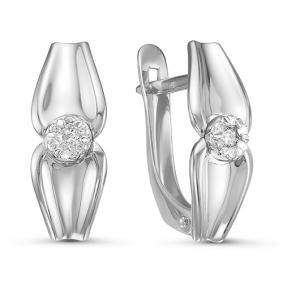 Серьги из белого золота КЮЗ Del'ta DБР121110б с бриллиантом DБР121110б фото