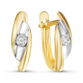 Серьги из лимонного золота КЮЗ Del'ta DБР121113л с бриллиантом DБР121113л фото