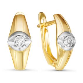 Серьги из лимонного золота КЮЗ Del'ta DБР121120л с бриллиантом DБР121120л фото