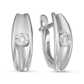 Серьги из белого золота КЮЗ Del'ta DБР121126б с бриллиантом DБР121126б фото