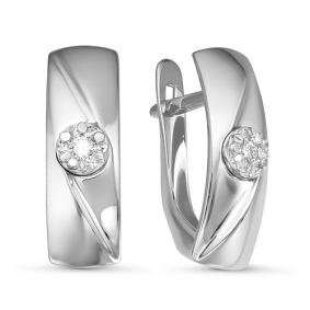 Серьги из белого золота КЮЗ Del'ta DБР121128б с бриллиантом DБР121128б фото