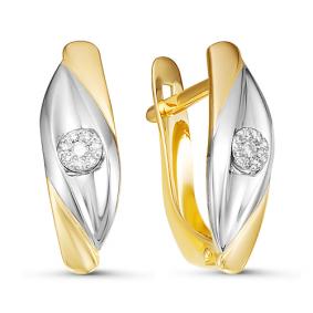 Серьги из лимонного золота КЮЗ Del'ta DБР121130л с бриллиантом DБР121130л фото