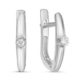 Серьги из белого золота КЮЗ Del'ta DБР121139б с бриллиантом DБР121139б фото