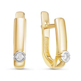 Серьги из лимонного золота КЮЗ Del'ta DБР121143л с бриллиантом DБР121143л фото