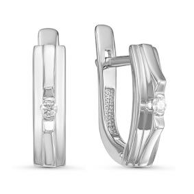 Серьги из белого золота КЮЗ Del'ta DБР121146б с бриллиантом DБР121146б фото