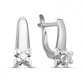 Серьги из белого золота КЮЗ Del'ta DБР121162б с бриллиантом DБР121162б фото