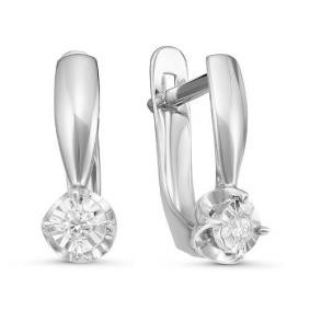 Серьги из белого золота КЮЗ Del'ta DБР121167б с бриллиантом DБР121167б фото