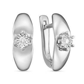 Серьги из белого золота КЮЗ Del'ta DБР121172б с бриллиантом DБР121172б фото