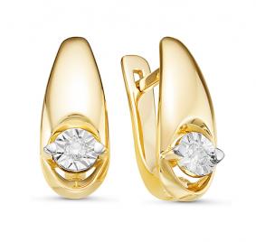 Серьги из лимонного золота КЮЗ Del'ta DБР121173л с бриллиантом DБР121173л фото