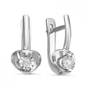 Серьги из белого золота КЮЗ Del'ta DБР121178б с бриллиантом DБР121178б фото