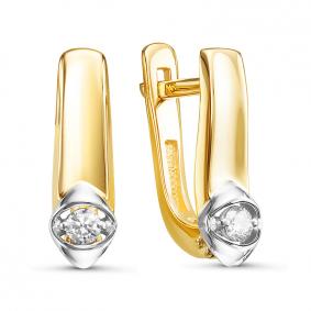 Серьги из лимонного золота КЮЗ Del'ta DБР121190л с бриллиантом DБР121190л фото