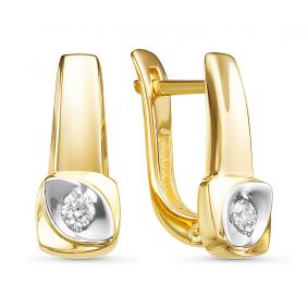 Серьги из лимонного золота КЮЗ Del'ta DБР121192л с бриллиантом DБР121192л фото