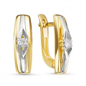 Серьги из лимонного золота КЮЗ Del'ta DБР121194л с бриллиантом DБР121194л фото