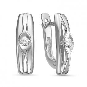 Серьги из белого золота КЮЗ Del'ta DБР121195б с бриллиантом DБР121195б фото