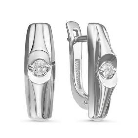 Серьги из белого золота КЮЗ Del'ta DБР121196б с бриллиантом DБР121196б фото