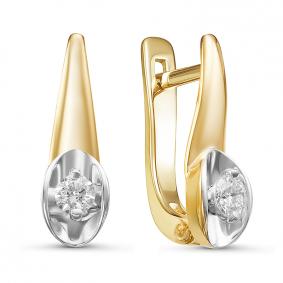 Серьги из лимонного золота КЮЗ Del'ta DБР121202л с бриллиантом DБР121202л фото