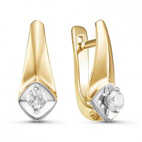 Серьги из лимонного золота КЮЗ Del'ta DБР121208л с бриллиантом DБР121208л фото