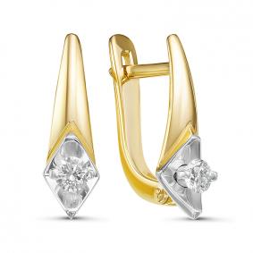 Серьги из лимонного золота КЮЗ Del'ta DБР121215л с бриллиантом DБР121215л фото