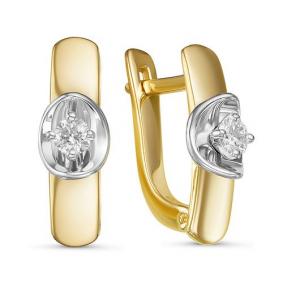 Серьги из лимонного золота КЮЗ Del'ta DБР121219л с бриллиантом DБР121219л фото