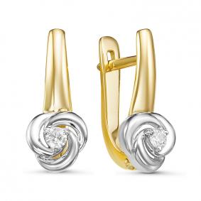 Серьги из лимонного золота КЮЗ Del'ta DБР121234л с бриллиантом DБР121234л фото