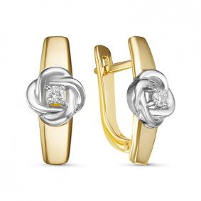 Серьги из лимонного золота КЮЗ Del'ta DБР121235л с бриллиантом DБР121235л фото