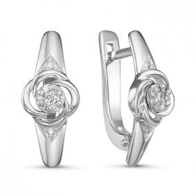 Серьги из белого золота КЮЗ Del'ta DБР121237б с бриллиантом DБР121237б фото
