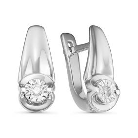 Серьги из белого золота КЮЗ Del'ta DБР121242б с бриллиантом DБР121242б фото