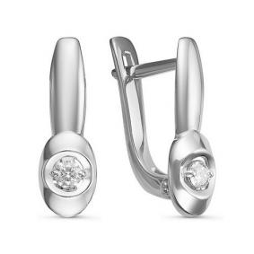 Серьги из белого золота КЮЗ Del'ta DБР121250б с бриллиантом DБР121250б фото
