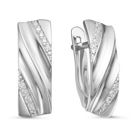 Серьги из белого золота КЮЗ Del'ta DБР121265б с бриллиантом DБР121265б фото