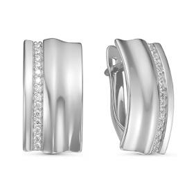 Серьги из белого золота КЮЗ Del'ta DБР121266б с бриллиантом DБР121266б фото