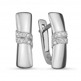 Серьги из белого золота КЮЗ Del'ta DБР121273б с бриллиантом DБР121273б фото