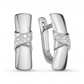 Серьги из белого золота КЮЗ Del'ta DБР121276б с бриллиантом DБР121276б фото
