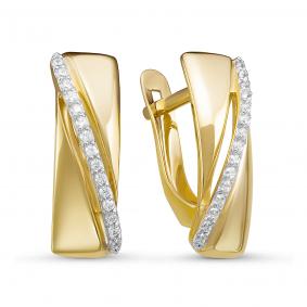 Серьги из лимонного золота КЮЗ Del'ta DБР121314л с бриллиантом DБР121314л фото