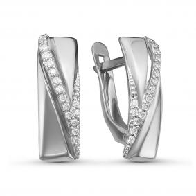 Серьги из белого золота КЮЗ Del'ta DБР121315б с бриллиантом DБР121315б фото