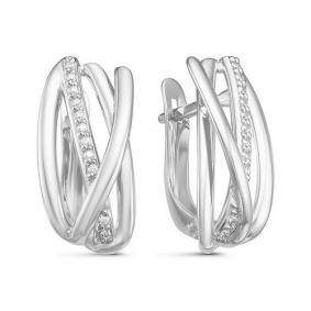 Серьги из белого золота КЮЗ Del'ta DБР121340б с бриллиантом DБР121340б фото
