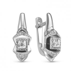 Серьги из белого золота КЮЗ Del'ta DБР121378рб с бриллиантом DБР121378рб фото