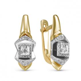 Серьги из лимонного золота КЮЗ Del'ta DБР121378рл с бриллиантом DБР121378рл фото