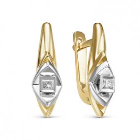 Серьги из лимонного золота КЮЗ Del'ta DБР121383рл с бриллиантом DБР121383рл фото