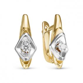 Серьги из лимонного золота КЮЗ Del'ta DБР121391рл с бриллиантом DБР121391рл фото