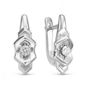 Серьги из белого золота КЮЗ Del'ta DБР121392рб с бриллиантом DБР121392рб фото