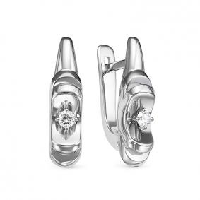 Серьги из белого золота КЮЗ Del'ta DБР121393рб с бриллиантом DБР121393рб фото