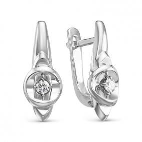 Серьги из белого золота КЮЗ Del'ta DБР121395рб с бриллиантом DБР121395рб фото